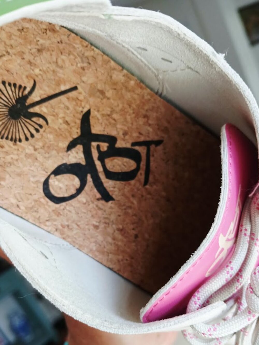 OTBT Women's Travel Lite "Free" Beige Sneaker with Pink and Orange Accents - Picture 4 of 8